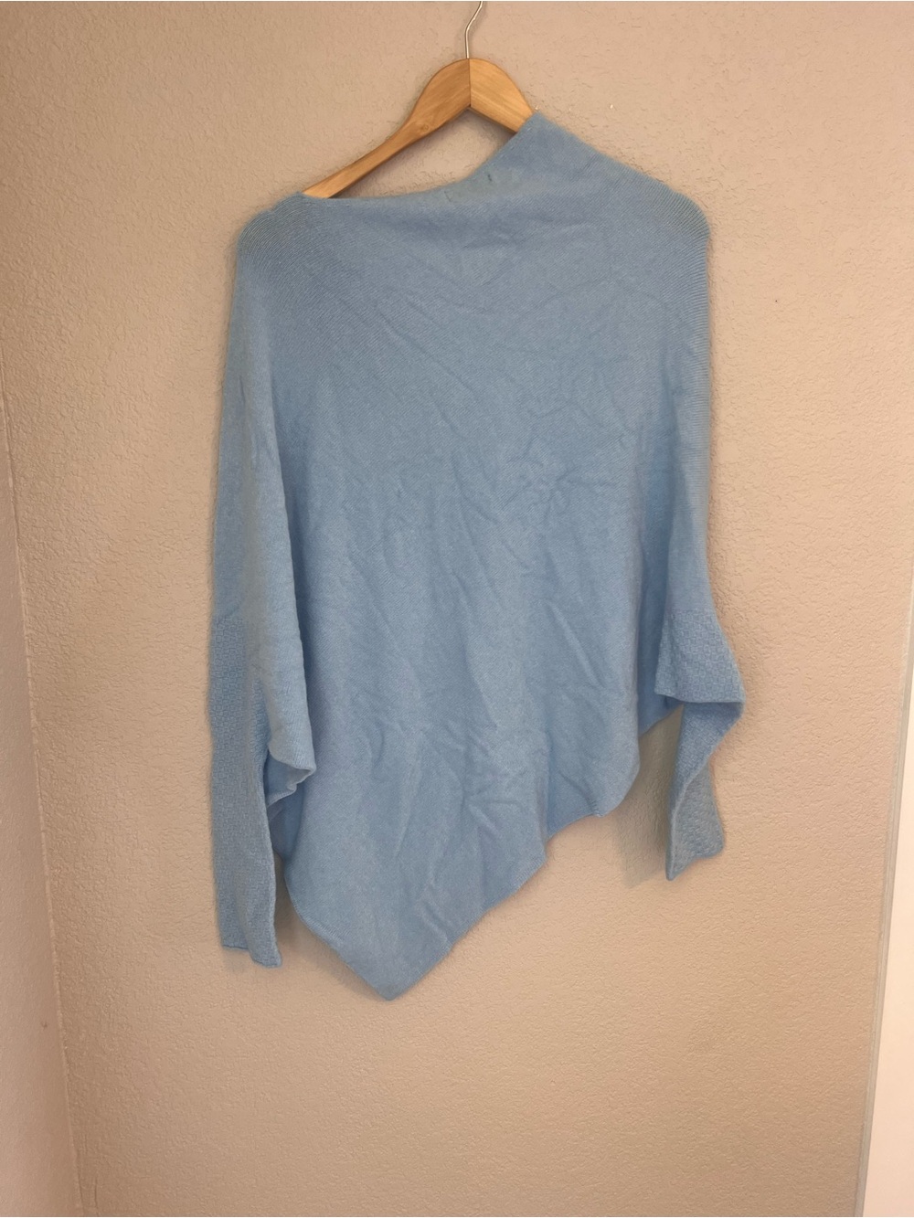 Light Blue Off-the-Shoulder Relaxed Knit Sweater - Picture 3 of 5